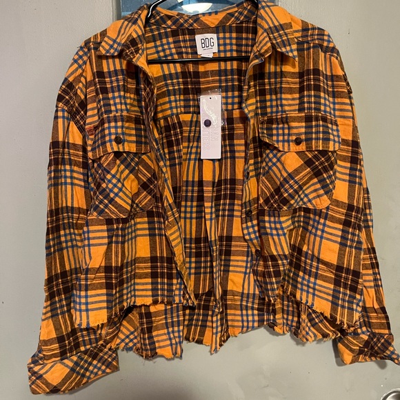 BDG cropped orange and blue flannel - Picture 2 of 5